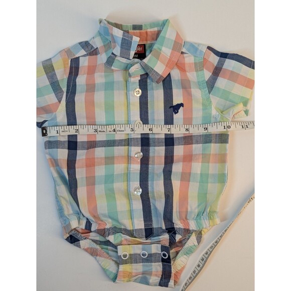 0-3M Wrangler Blue/Pink/Teal/White Plaid w/snaps - Picture 4 of 5